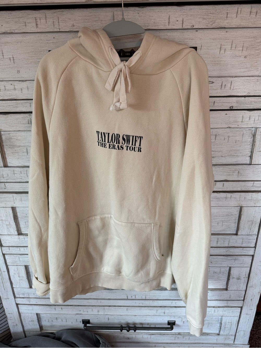 Taylor Swift Cream Pullover Hoodie with Black Logo